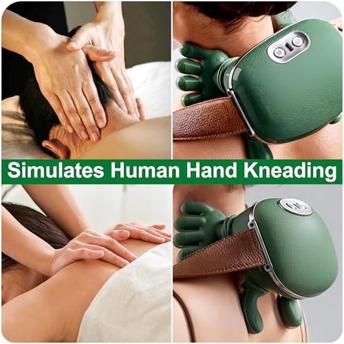 OTAVILEM Neck Massager with Heat, Shiatsu Neck and Back Massager with 4D Kneading,Simulated Human Hand Design Electric Deep Tissue Massage for Pain Relief and Muscle Relax