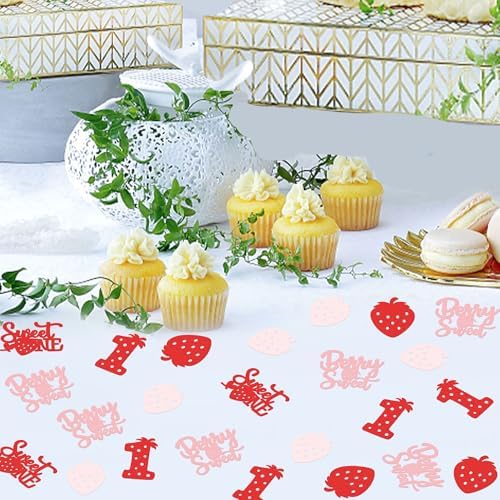 100 Pcs Strawberry Confetti, Happy Birthday Colorful Paper Scraps Strawberry Themed Party Dining Table Colorful Paper Scraps Multiple Colors Can Be Used For Party Decoration