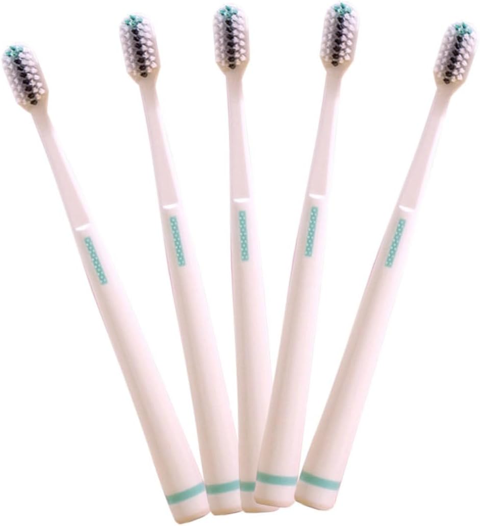 DOITOOL Soft Bristle Adult Toothbrush 5pcs Set with Small Head for Whole Mouth Cleaning, Practical Oral Care Brush for Daily Teeth Care and Plaque Removal Random Color