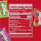 Wrigley's Skittles Fun Size Original, Wild Berry, and Sour Chewy Individually Wrapped Stocking Stuffers Christmas Candy Variety Pack, 26.46 Oz Bulk Bag