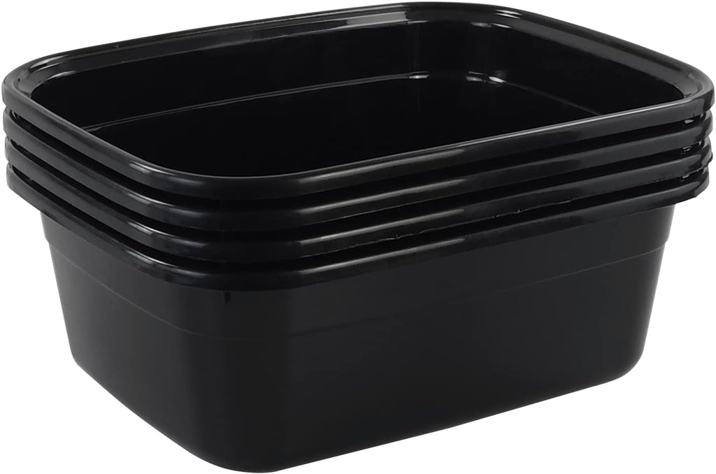 Morcte 12 Quart Rectangle Plastic Wash Pan / Dishpan Basin, Set of 4