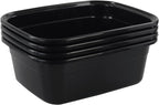 Morcte 12 Quart Rectangle Plastic Wash Pan / Dishpan Basin, Set of 4