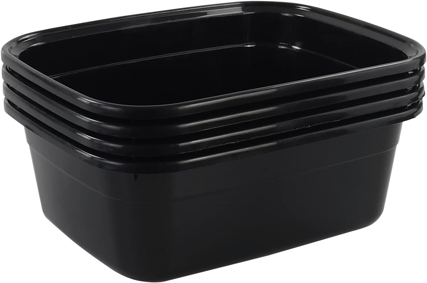 Morcte 12 Quart Rectangle Plastic Wash Pan / Dishpan Basin, Set of 4