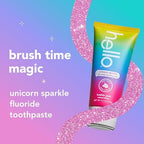 Hello Unicorn Sparkle Kids Toothpaste with Fluoride, Bubble Gum Toothpaste, 4.2 Oz Tube (Pack of 3)