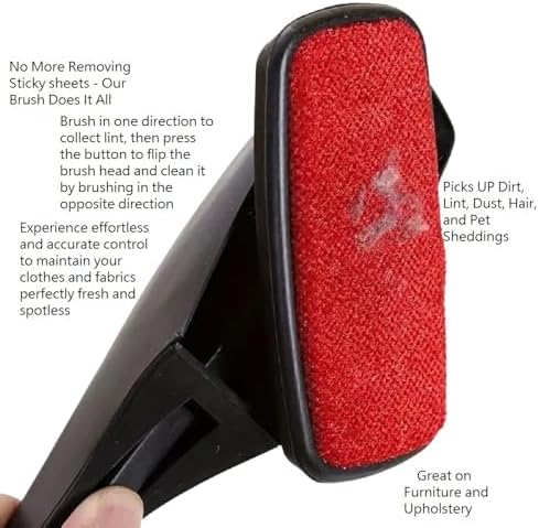 2-Sided Swivel Lint Brush Remover for Clothes, Pet Hair, and Furniture – Efficient Hair, Dust, and Lint Cleaner for Fabric, Upholstery, and Laundry by Dependable Industries