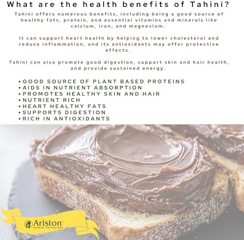 Ariston “The Very Best” Tahini with Honey – Sesame & Honey Tahini Spread | Smooth Creamy Spread | Product of Greece, 12.3 oz