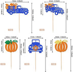 30 PCS Truck Pumpkin Cupcake Toppers Dark Blue Glitter Fall Theme Truck Cupcake Picks for Harvest Pumpkin Thanksgiving Theme Baby Shower Kids Birthday Party Cake Decorations Supplies