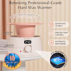 KOTAMU Waxing Kit for Women & Men, Wax Warmer for Hair Removal, Digital Wax Kit with Silicone Pot, Ideal for Face Eyebrow Arm Legs Armpit &Sensitive Skin, Pink Waxing Machine for Home Salon Use