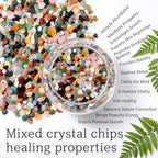 Mixed Crushed Crystal Chips Bulk 1lb 1200+Pcs Assorted Tumbled Stone Chips Natural Polished Mixed Chakra Aquarium Gravel Rocks for Plants Terrarium Supplies Fish Tank Gravel Pebbles Vase Filler