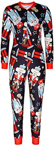 VNVNE Women's One Piece Onsie Print Sleepwear Ugly Christmas Pajamas Jumpsuit Rompers Clubwear Nightwear