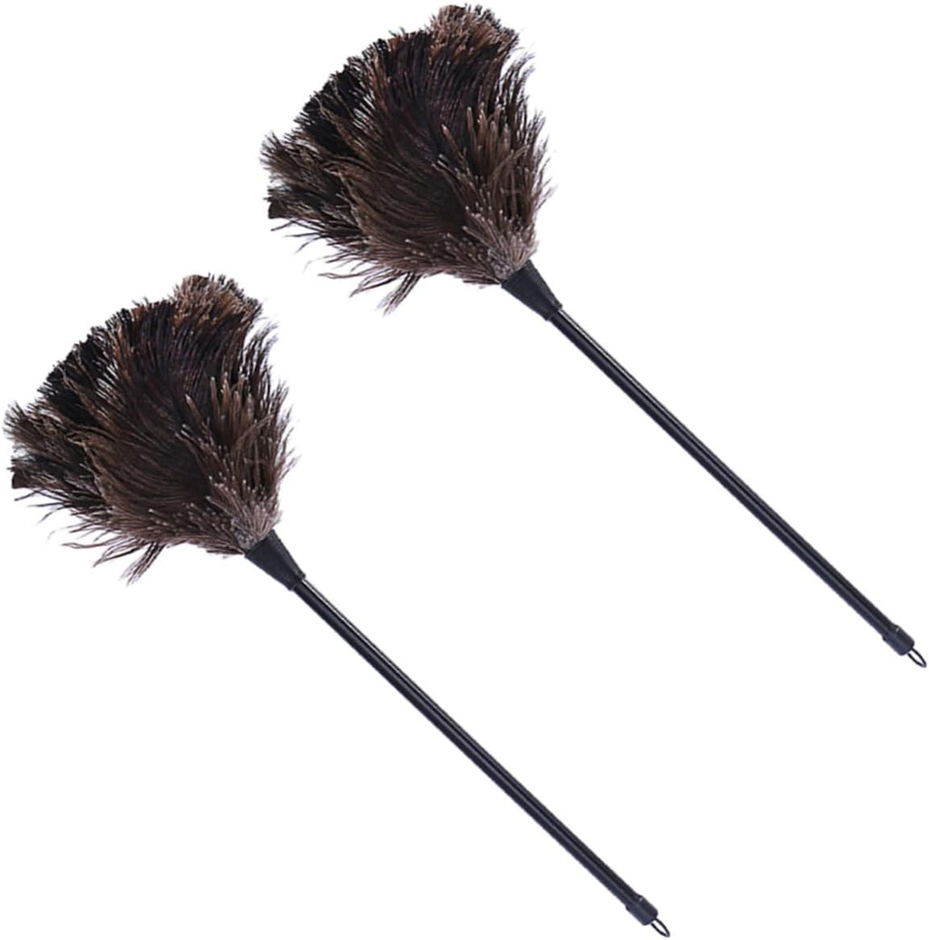 Cabilock 2pcs Ostrich Duster Cleaning Tool Wooden Handle for Efficient Dust Removal Home Office Kitchen Lightweight Hard Reach Areas