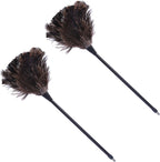Cabilock 2pcs Ostrich Duster Cleaning Tool Wooden Handle for Efficient Dust Removal Home Office Kitchen Lightweight Hard Reach Areas