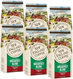 New England Coffee Breakfast Blend Decaffeinated Medium Roast Ground Coffee, 10oz Bag (Pack of 6)