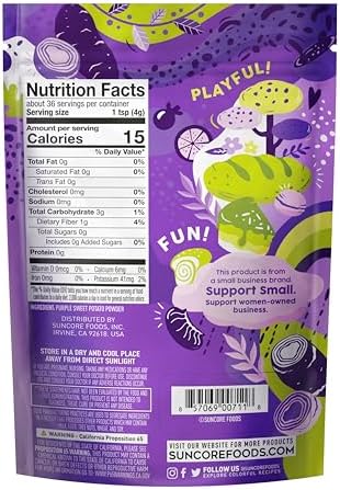 Suncore Foods Purple Sweet Potato Powder, Purple Food Coloring Powder, Gluten-Free, Non-GMO, 5oz, 1 Pack