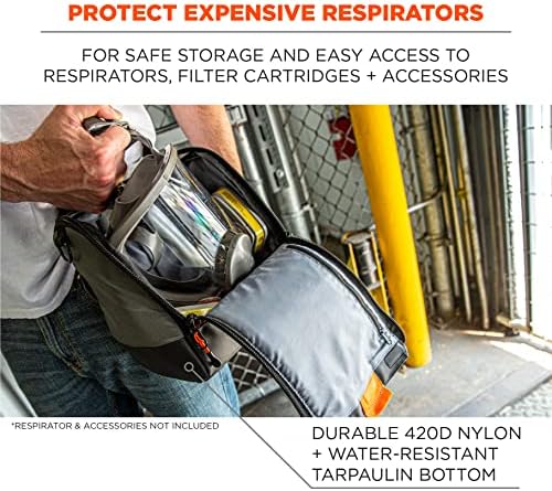 Ergodyne Arsenal 5185 Respirator Mask Storage Bag, Fits Half and Full Face Respirators, Zipper and Magnetic Closure,Gray