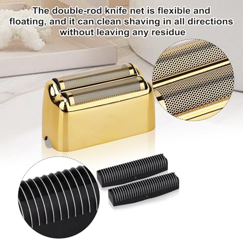 Replacement Foil and Cutter Head - Compatible with Baby*liss Foil Shaver，Double Foil Shaver Replacement Head, Compatible with BaBy*lissPRO trimmer Barberology FXFS2 Electric Razors(Gold)