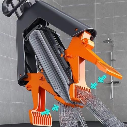 Hand-Washable Collodion Mop, Floor Mop with 2 Super Absorbent Sponge Mop Refills, Mini Mop Portable Self-Squeeze Small Mop, Folding Self Squeezing Mop for Home (11In Mop+2pcs Replace Sponge,Blue)