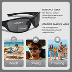 Sport Bifocal Reading Sunglasses for Men, Wrap Around Sunglasses with Bifocals Sunglass Readers for Men, Black/Blue