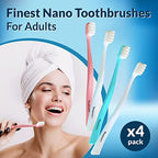 Extra Soft Toothbrushes For Adults, Nano Toothbrush 20,000 Ultra Fine Bristles for Sensitive Gums, Gentle Adult Toothbrush for Gum Care, Deep Cleaning Soft Brush, Pack of 4 Oral Care Brushes