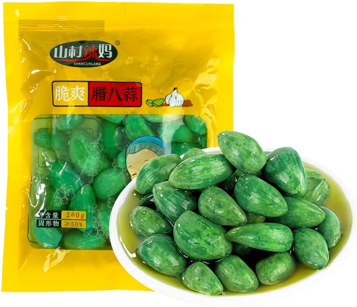 腊八蒜 翡翠绿蒜Laba garlic,emerald green garlic,pickled pickles,sweet and sour garlic,sweet and sour garlic garlic Shandong specialty,pickled vegetables，醋泡蒜 Hot and sour side dishes (260g/bag,1 can)