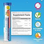 German Calcium + Vitamin D Drink Effervescent Tablets 140 Servings Orange-Grapefruit Flavour - 500 mg Calcium, 2,5 μg Vitamin D3 - T&D Pharma – Made in Germany