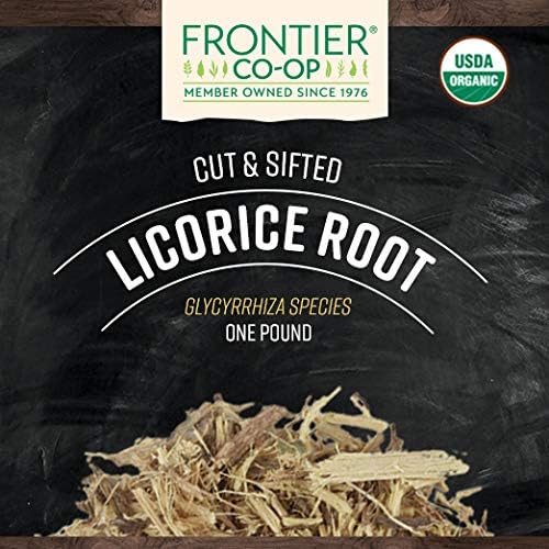 Frontier Co-op Licorice Root, Cut and Sifted, Certified Organic, Kosher | 1 lb. Bulk Bag | Glycyrrhiza species
