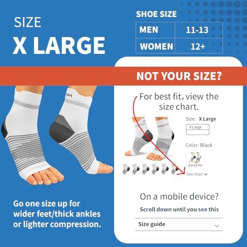 6 Pairs Plantar Fasciitis Socks for Men & Women, Ankle Brace Compression Socks with Arch Support for Achilles Tendonitis, Heel Pain, Swelling & Arthritis Relief, White, X-Large