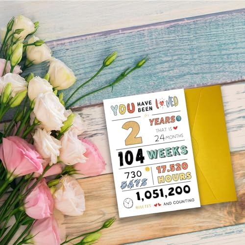 Cute 2nd Birthday Card for Girls Boys, Ideal 2nd Birthday Gift from Mom Dad, 2 Years Old Birthday Card Gift For Son Daughter Children, Two Years Old Birthday Decorations for Grandson Granddaughter