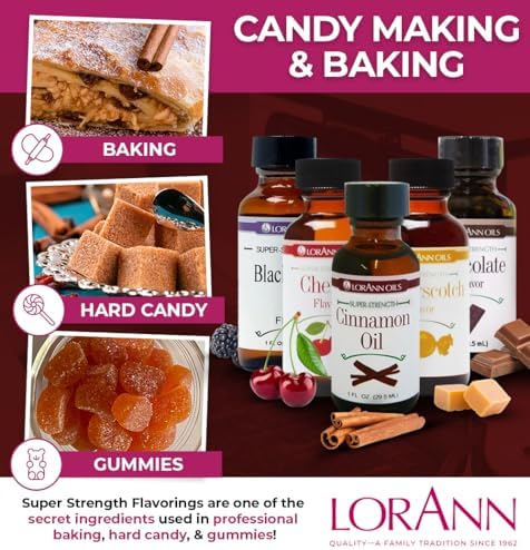 LorAnn Oils Super Strength Flavoring - Used For Candy Making, Flavoring Extracts, Baking, Hard Candy, and Flavor Oils - Bold, Natural Flavors 4X Stronger Than Extracts - Cinnamon Oil, 1 fl oz