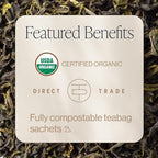 Rishi Tea Jasmine Chinese Green Tea - Organic Sachet Bags, Caffeinated with Floral Aroma & Taste - 30 Count