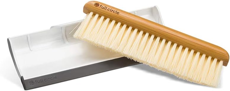Full Circle Crumb Runner, Countertop Sweep and Squeegee, Mini Portable Brush, Compact Storage, Sustainable Bamboo Handle
