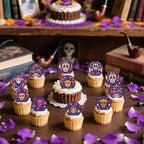 36PCS Edible Dia De Los Muertos Cupcake Toppers Wafer Paper Day of The Dead Cupcake Picks Skeleton Sugar Skul Cupcake Toppers for Mexican Fiesta Theme Party Decor Supplies (Skull)