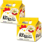 Paldo Fun & Yum Kokomen Ramen Hot Spicy Instant Noodles with Soup, Pack of 10, Chicken Based Broth, Best Oriental Style Korean Ramyun, K-Food, 꼬꼬면 120g x 10