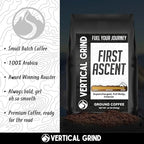 Vertical Grind First Ascent – Arabica Ground Coffee Dark Roast, Small-Batch Roasted, Bold Smooth Flavor, Dark chocolate smoky finish, Adventure-Inspired Premium Coffee, All Brewing Methods, 12 oz