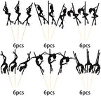 36 PCS Pole Dance Girl Cupcake Toppers Black Glitter Pole Dancing Cupcake Picks Bachelorette Bridal Shower Birthday Party Cake Decorations Supplies