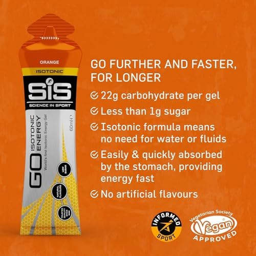 SiS Science In Sport Running Energy Gels, Full of Electrolytes, Good For Hydration, Flavor Variety Pack, Vegan, Gluten & Dairy Free, 14 x 60ml, Orange