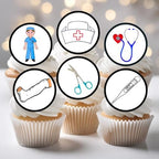 Edible Hospital Cupcake Toppers, Nurse Cake Decorations, Doctor Graduation Decoration, Doctors & Nurses Party, Congratulations Cake-Topper 24 x 1.5 Inch / 4cm Discs wafer card (UNCUT)