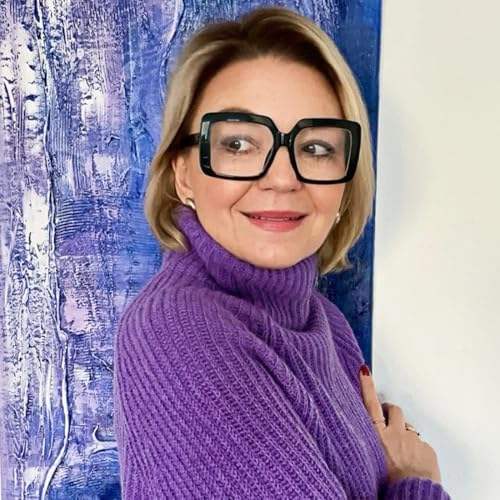 CessBlu 6 Pack Huge Square Reading Glasses for Women Screwless without Metal Spring Hinges Oversized Stylish Readers +1.50