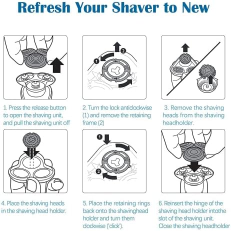 SH60 Replacement Heads Compatible with Philips Series 6000 S6xxx, S6880/81, S6810/82, S6850/85,Compatible with Norelco Shaver Cleaning Brush S6xxx Series 6Pcs with Cleaning Brush