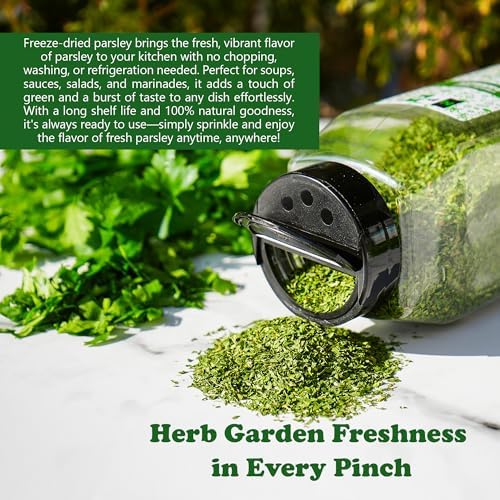 NPG Freeze-Dried Parsley Flakes 3 Oz, Dehydrated Chopped Parsley for Cooking, Soups, Pasta, and Garnish, Aromatic Herb Seasoning, Non-GMO, Gluten-Free, Green Leafy Curly Herb