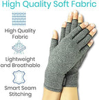 Vive Arthritis Gloves - Men, Women Rheumatoid Compression Hand Glove for Osteoarthritis- Arthritic Joint Pain Relief - Carpal Tunnel Wrist Support - Open Finger, Fingerless Thumb for Computer Typing