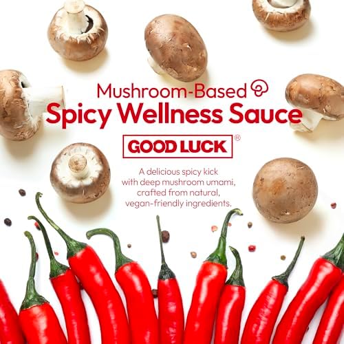 GOOD LUCK Mushroom Hot Sauce, Spicy Chili Oil and Chili Paste with High-Grade Instant Mushroom Sauce, Chopped Chili Sauce,Fresh Pepper,Soybean,Garlic,6 Cans