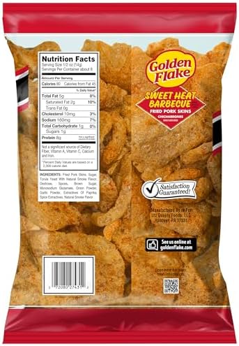 Golden Flake Sweet Heat Pork Rinds, 4 oz Bags (Pack of 12) – Spicy-Sweet Crunchy Pork Skins – Gluten-Free, Keto Snack with Bold Southern Flavor