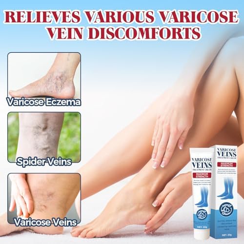 Bellisinno Varicose Veins Treatment for Legs, Varicose Veins Cream for Spider Veins, Relaxing Leg Cream Formula to Improve Circulation, Soothe Tired Legs and Reduce Heaviness