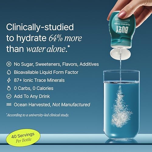 Buoy Electrolyte Drops | 120 Servings | No Sugar, No Sweeteners | 87+ Trace Minerals, Vitamins & Antioxidants | Subtle Mineral Taste | Hydration Supplement - Unflavored 3 Pack