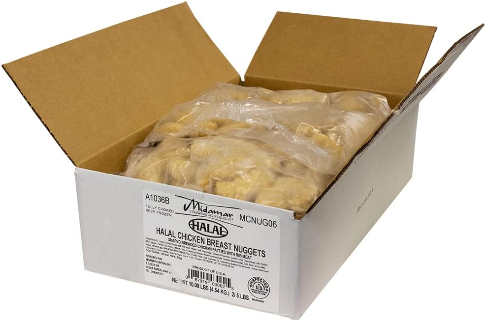 Midamar - Halal Chicken Nuggets - Fully Cooked - 10 lb case