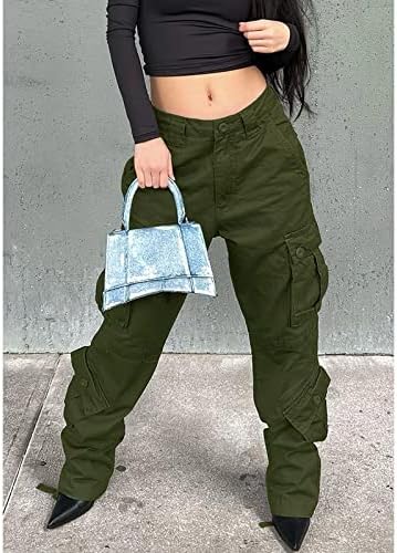 High Waisted Baggy Cargo Jeans for Women Y2K Wide Leg Loose Boyfriend Streetwear Trousers with Pockets Harajuku Grunge