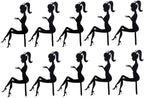 Women Birthday Cake Topper 10pcs High Heels Lady Cupcake Toppers Acrylic Princess Fairy Girl Silhouette Dessert Picks for Wedding Party, Black, 16.6*10.3cm