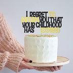 18th Black Glitter Cake Topper I regret to inform you that your childhood has expired You're an Adult Birthday Cake Party Add-In (1)
