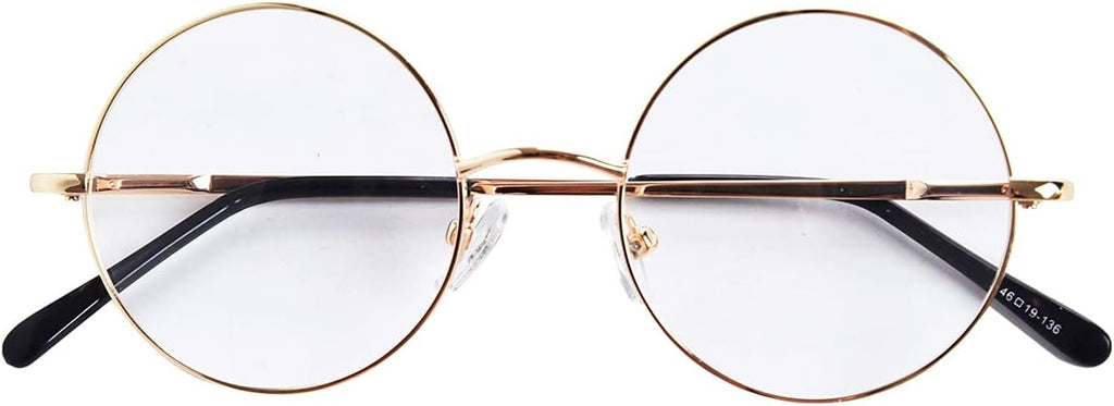 Bestum Retro Round Optical Spring Hinge Metal Glasses Frame Clear lens